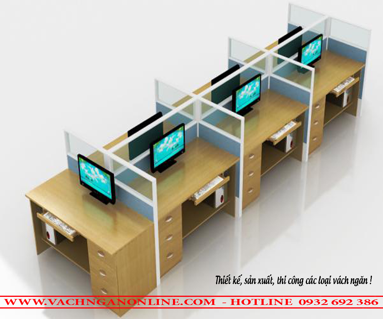 Bàn làm việc có vách ngăn 701